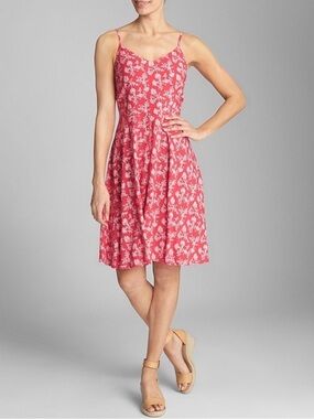GAP Red Floral Spaghetti-Strap Mini Dress